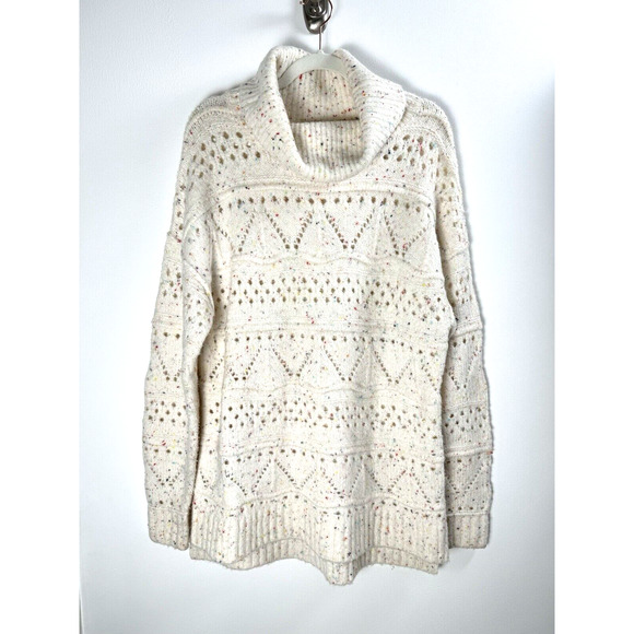 Sundance Sweaters - Sundance Rainbow Confetti Funnel Neck Oversized Chunky Open Knit Preppy Sweater